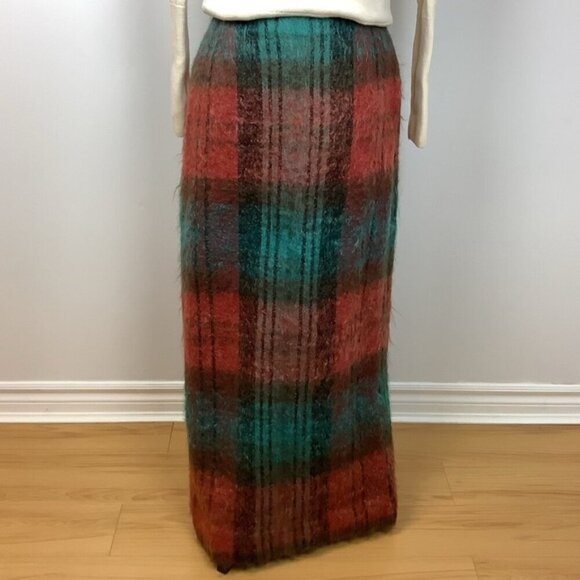 ANDREW STEWART TARTAN VINTAGE MAXI WOOL MOHAIR SKIRT - Picture 2 of 10